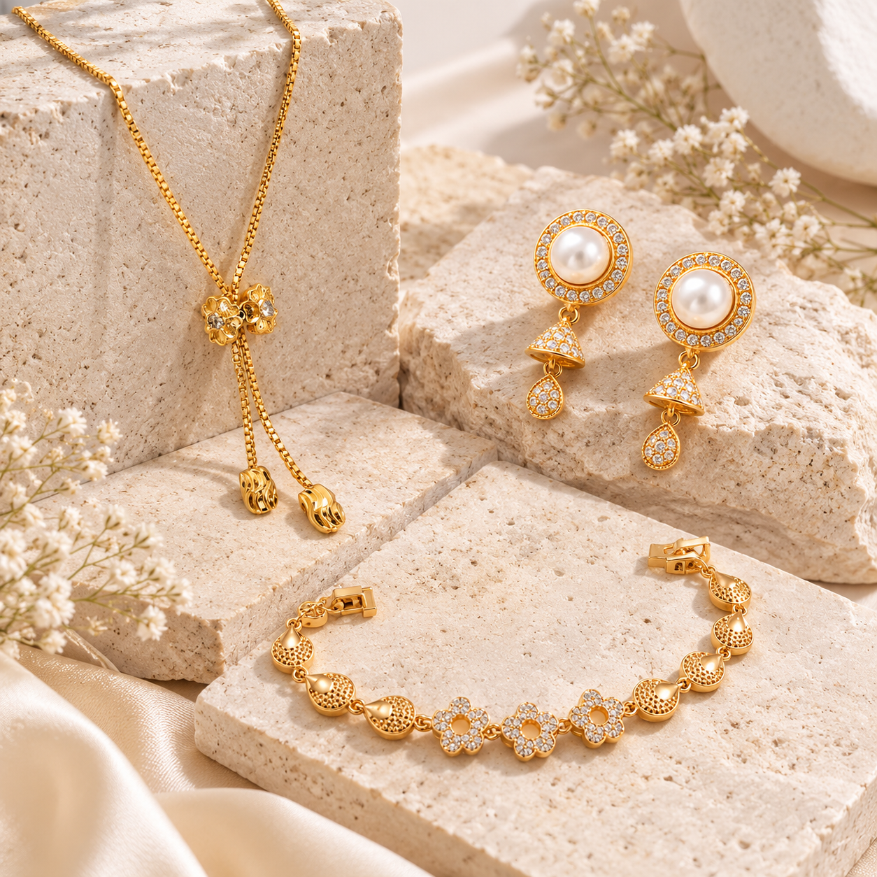 Golden Bloom Elegance Bundle (Anti Tarnish)