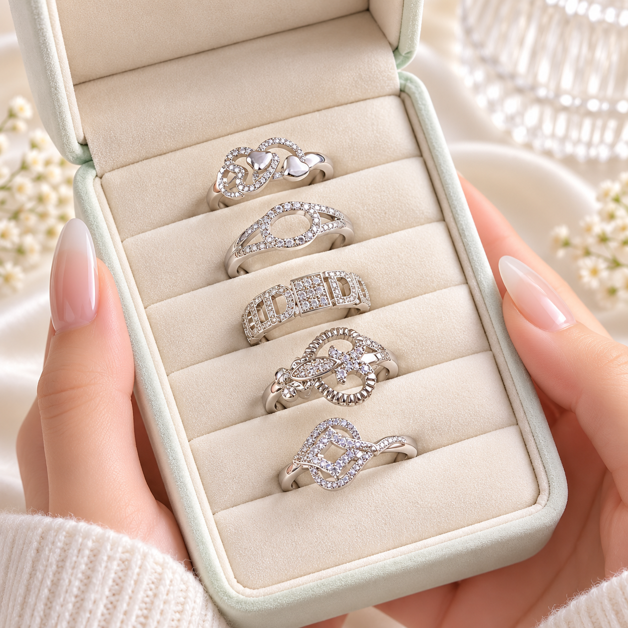 Silver Charm – 5 Rings Collection (Without Box)