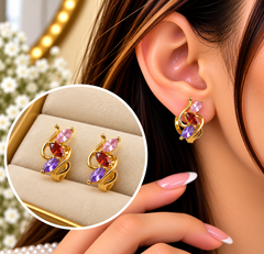Zircon Hoop Earring-289 (Multi)