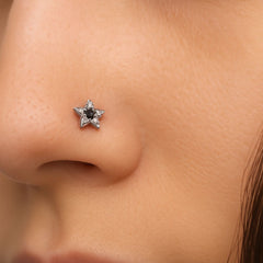 Nose Pin-02 (Silver/Black) Titanium G23