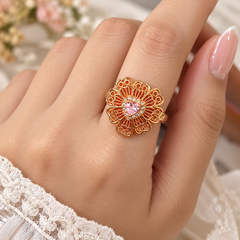 Zircon Ring-484 (Golden/Pink)