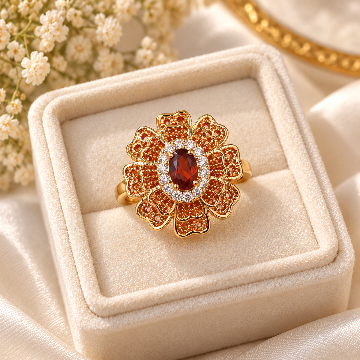 Zircon Ring-513 (Golden/Brown)