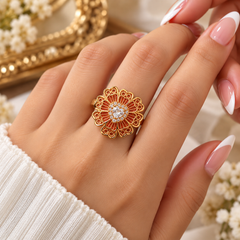 Zircon Ring-484 (Golden/White)