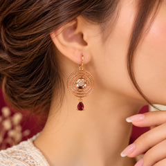 Zircon Hoop Earring-299 (Maroon)