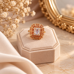Zircon Ring-487 (Golden/White)