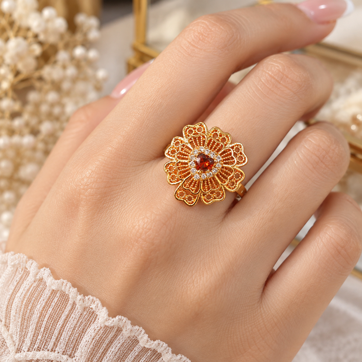 Zircon Ring-484 (Golden/Brown)