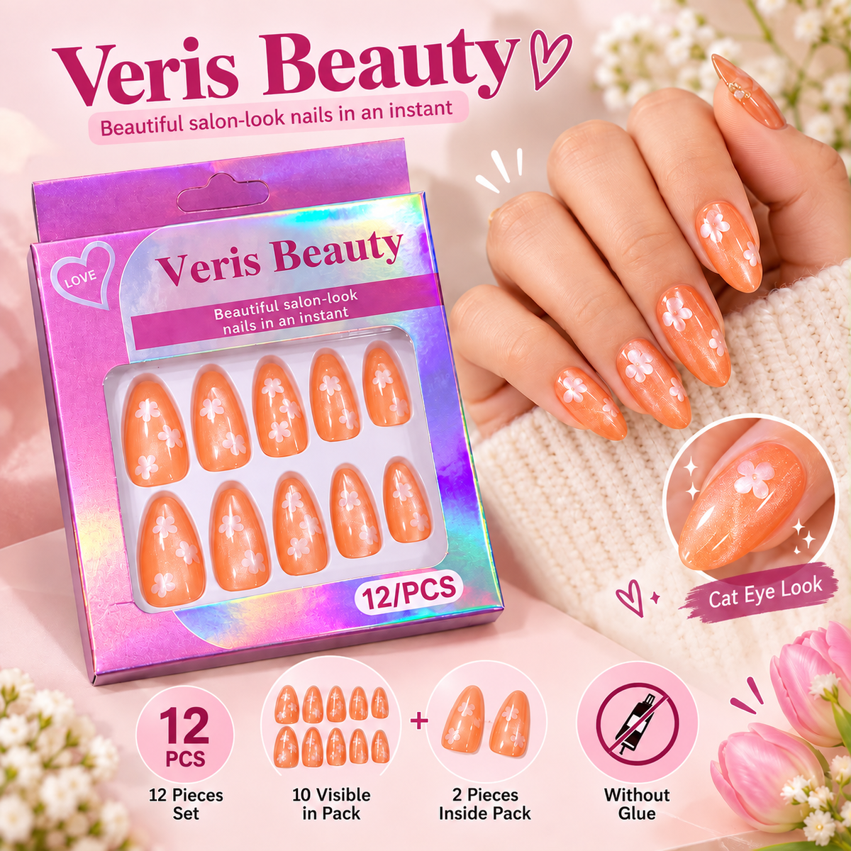Flower Nails-01 (Orange)