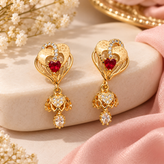 Zircon Jhumki-121 (Golden/Maroon)