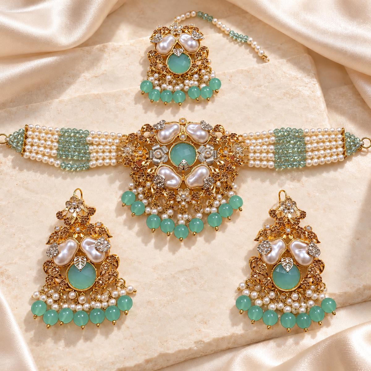 Turkish Choker Set-11 (Mint Green)
