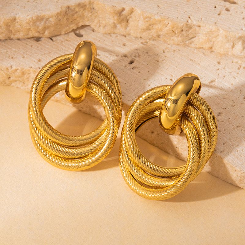 Stainless Steel Ear Studs-04 (Golden)