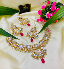 Kundan Necklace-32 (Magenta)