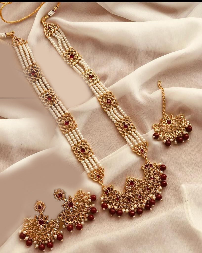 Kundan Mala Set-01 (Maroon)