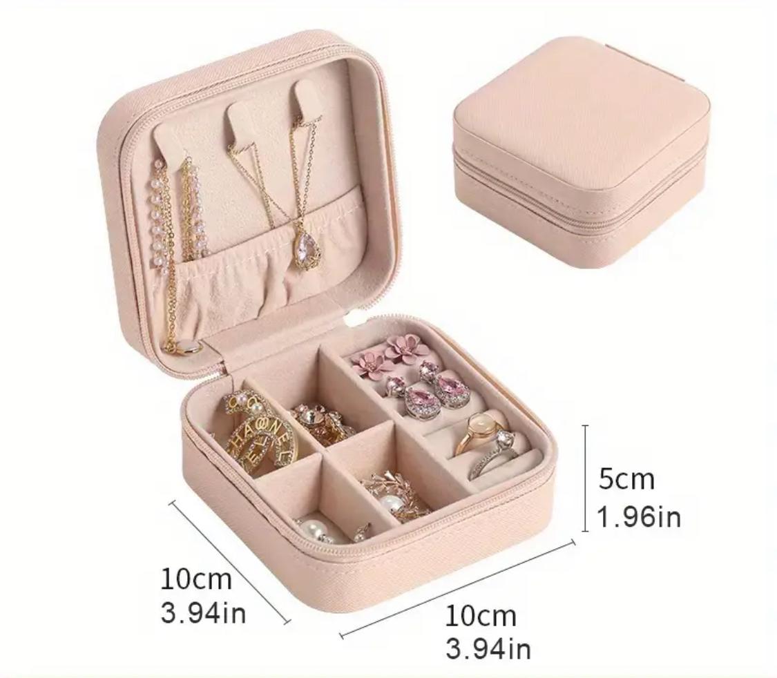 Jewelry Organizer Display Travel,Portable Leather jewelry case Boxes-(Pink)