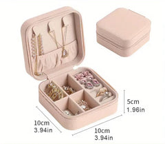 Jewelry Organizer Display Travel,Portable Leather jewelry case Boxes-(Pink)