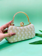 Fancy Clutch-1029 (Golden/White)