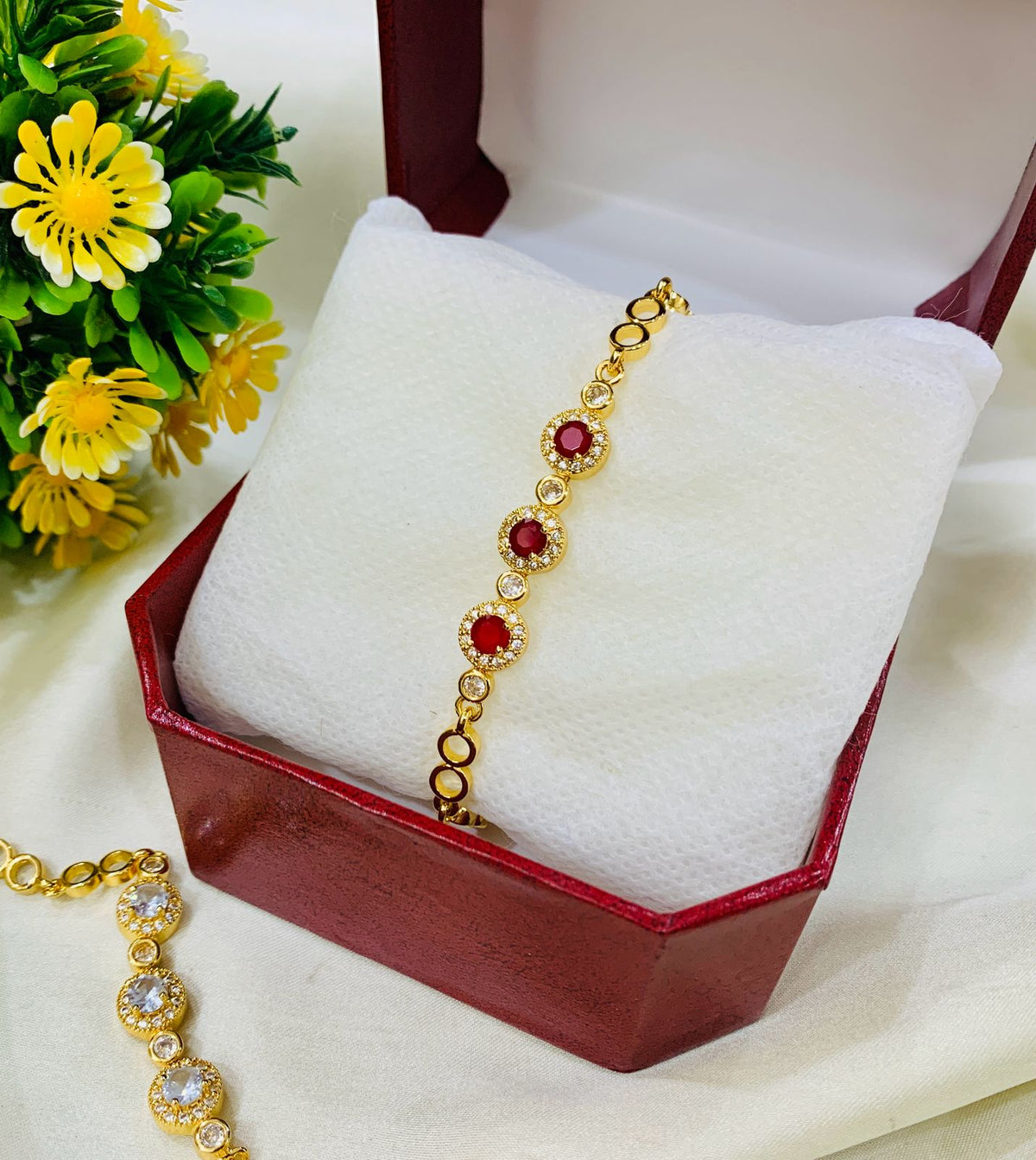 Zircon Bracelet-08 (Maroon)