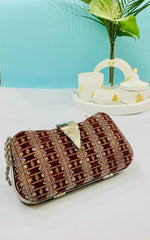 Fancy Clutch-10038 (Silver/Maroon)