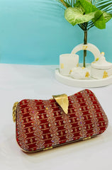 Fancy Clutch-10038 (Golden/Maroon)