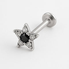 Nose Pin-02 (Silver/Black) Titanium G23