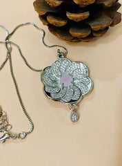 Zircon Pendant-256 (Silver/Pink)