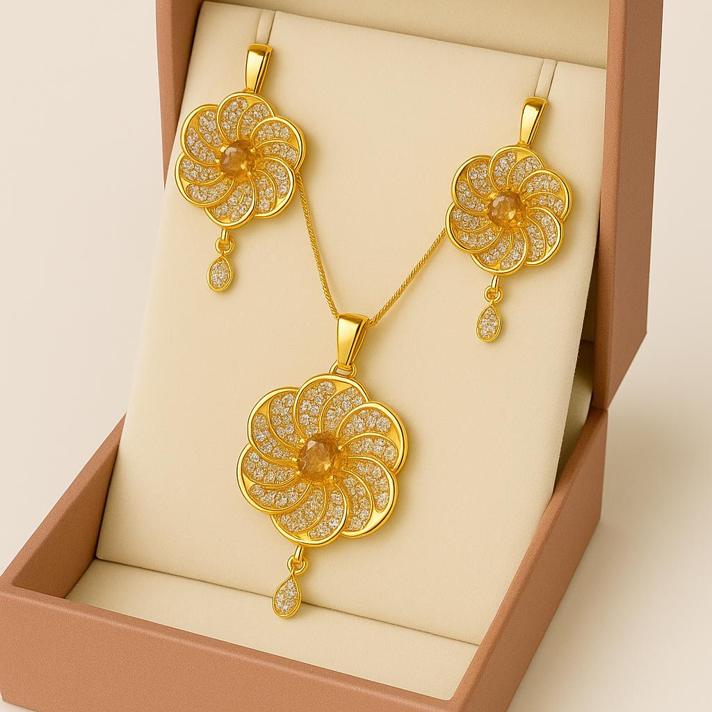 Zircon Locket Set-39 (Golden)