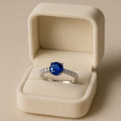 Silver Zircon Ring-129 (Blue)