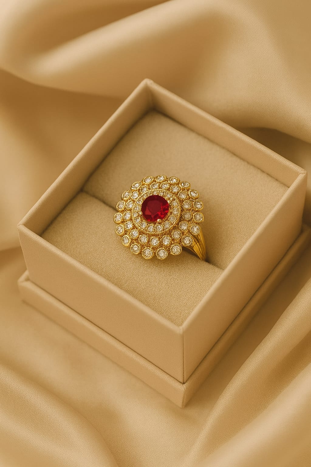 Zircon Ring-145 (Maroon)