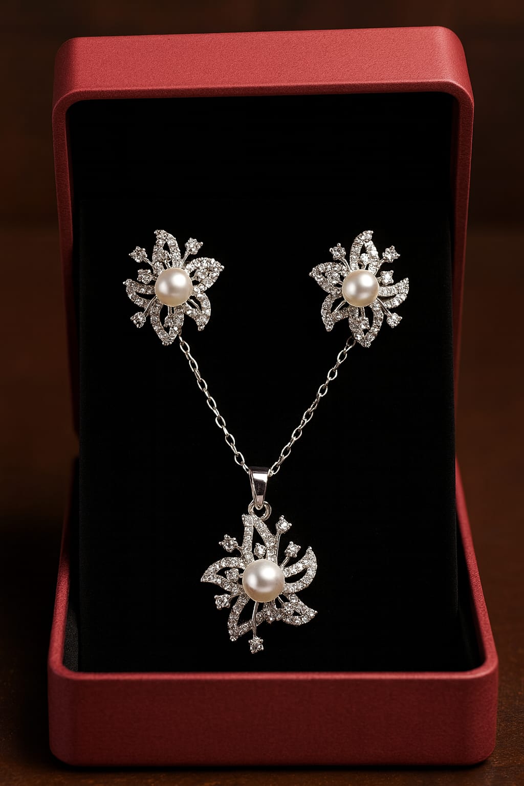 Zircon Locket Set-52 (Silver)
