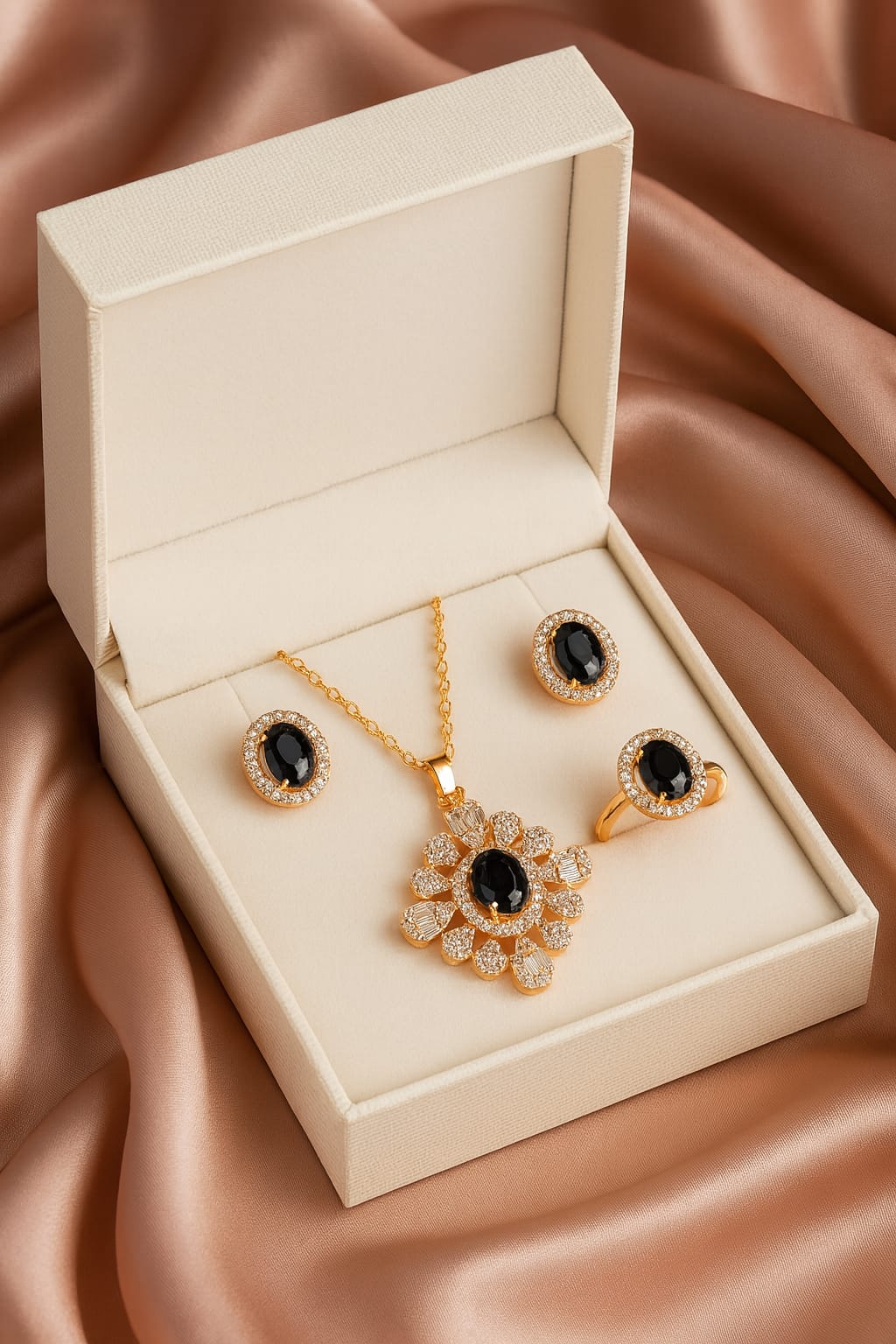Zircon Locket Set-54 (Black)
