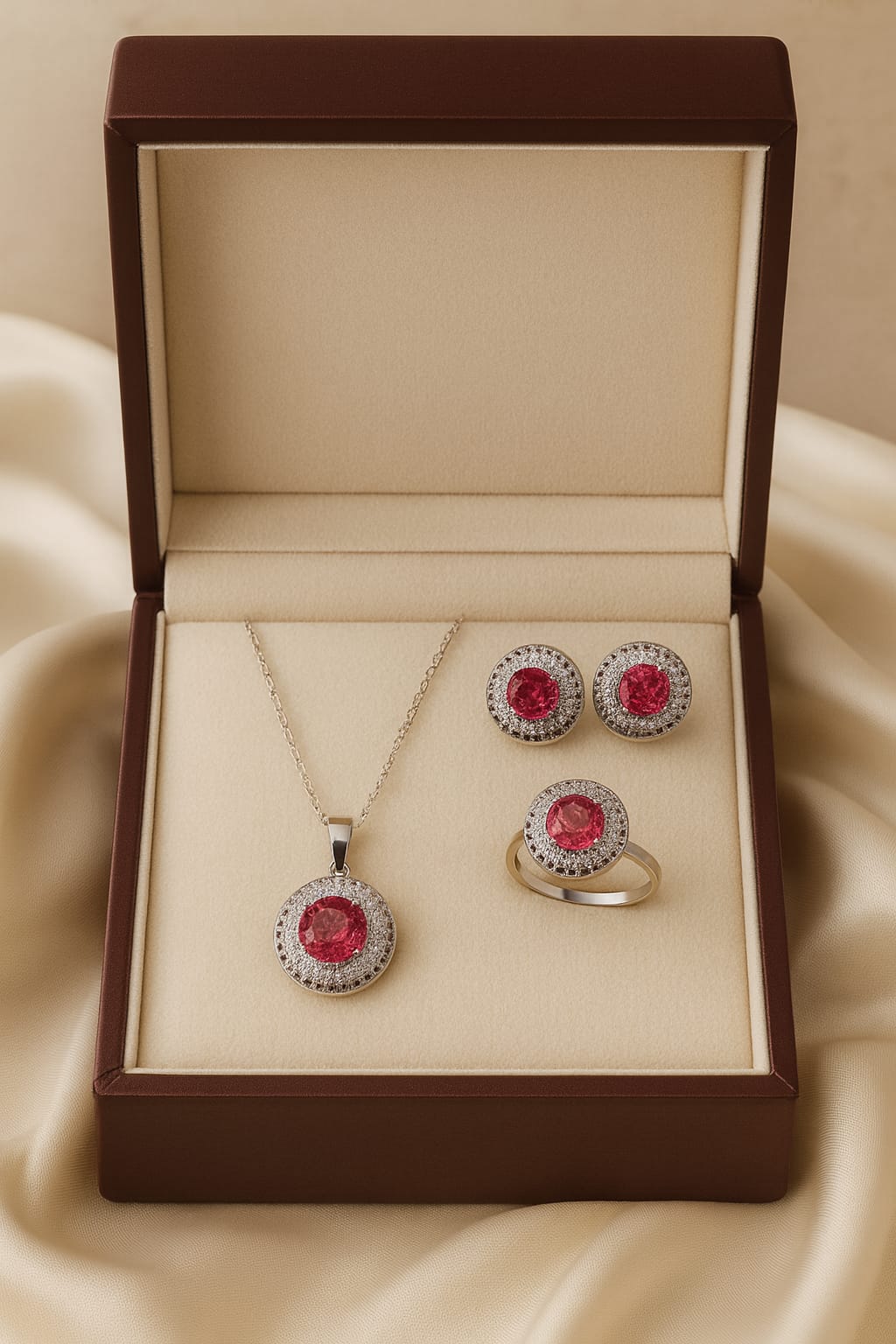 Zircon Locket Set-55 (Maroon)