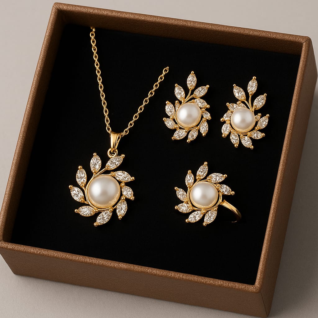 Zircon Locket Set-62 (Golden)