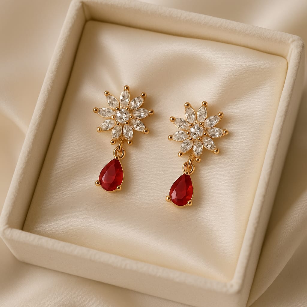Zircon Earring-131 (Maroon)