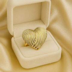 Gold Plated Stainless Steel Ring-07 (Heart)