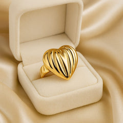 Gold Plated Stainless Steel Ring-11 (Heart)