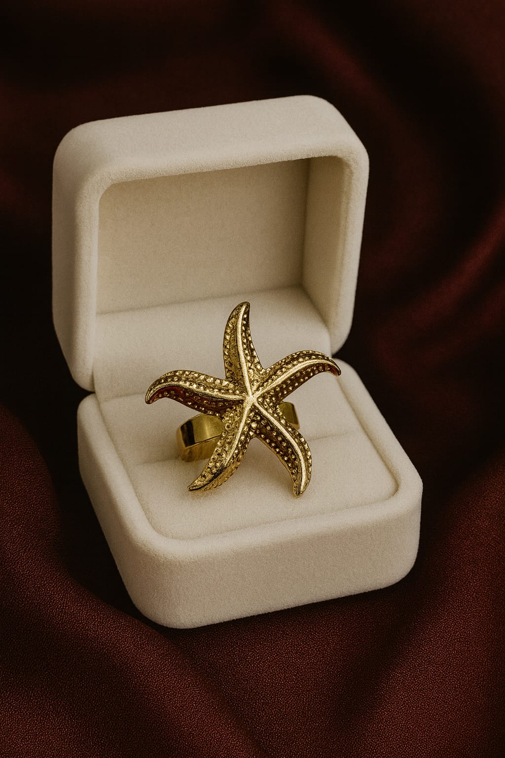 Gold Plated Stainless Steel Ring-14 (Starfish)