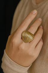Gold Plated Stainless Steel Ring-19 (scallop shell)