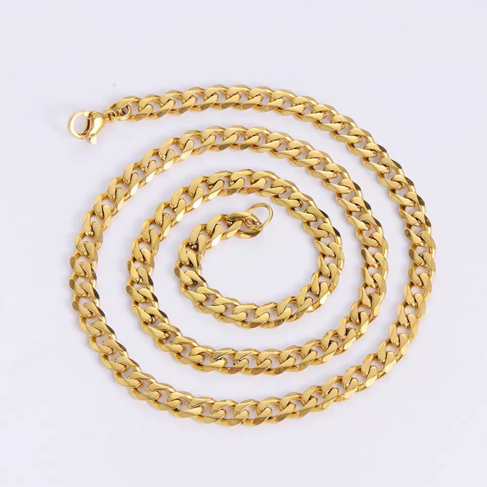 Gold Snake Chain-88 (Figaro Chain / Golden) Men's