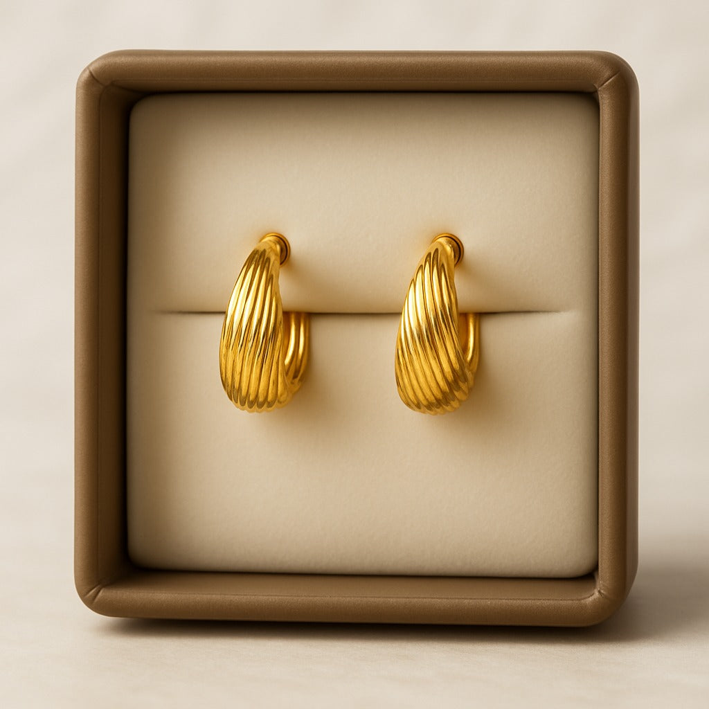 Stainless Steel Hoop Earring-02 (Golden)