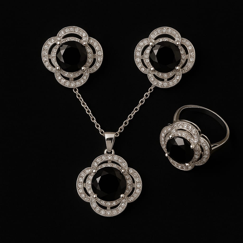 Zircon Locket Set-74 (Black)