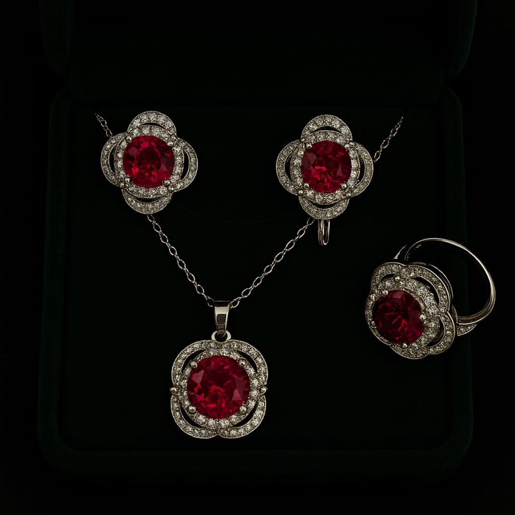 Zircon Locket Set-74 (Maroon)