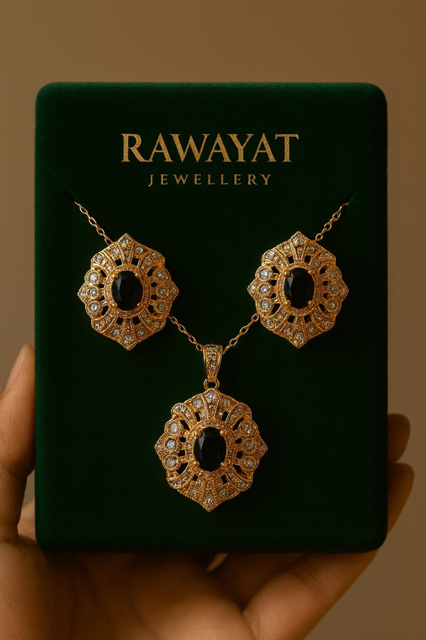 Zircon Locket Set-77 (Black)