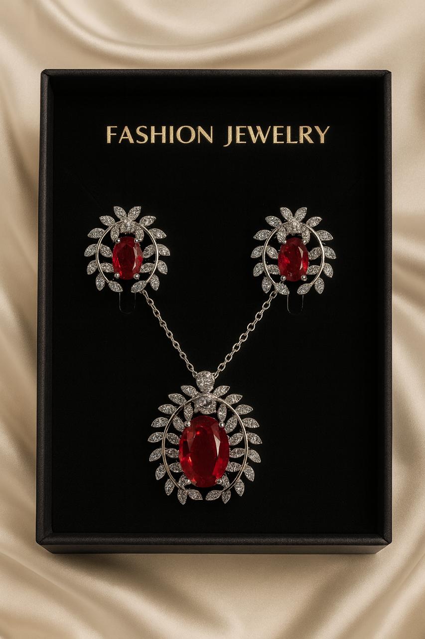 Zircon Locket Set-79 (Maroon)