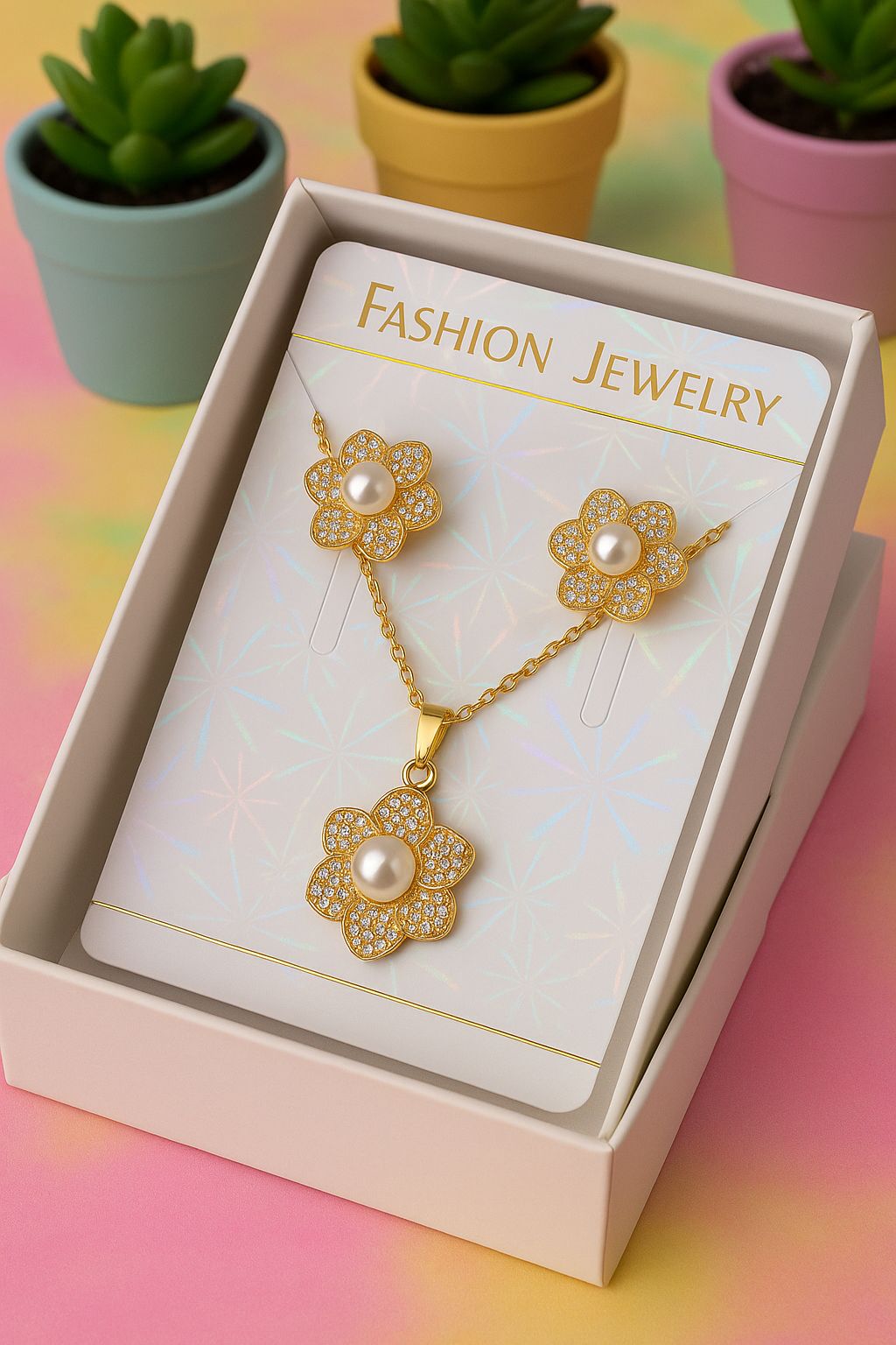 Zircon Locket Set-82 (White)