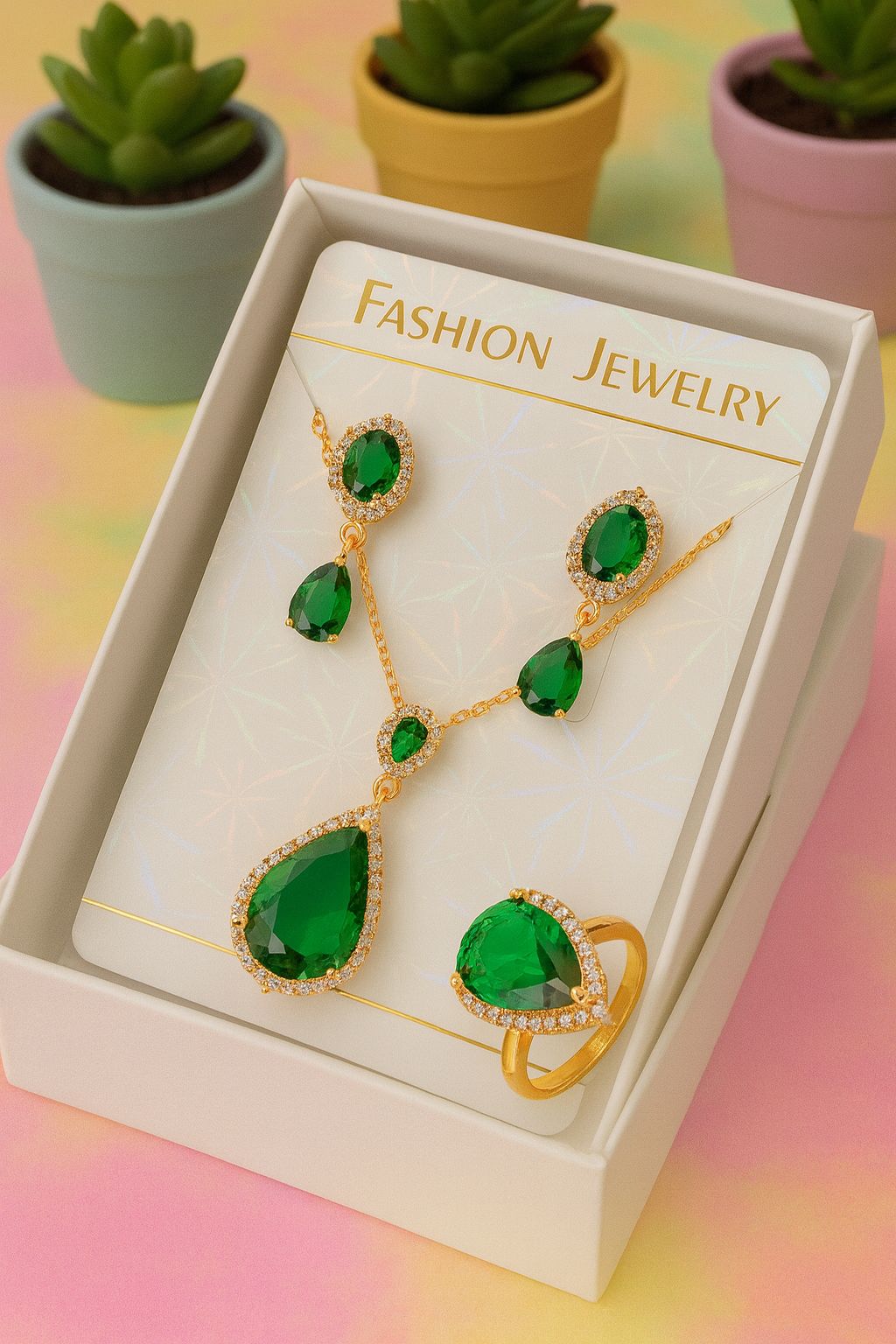 Zircon Locket Set-84 (Green)