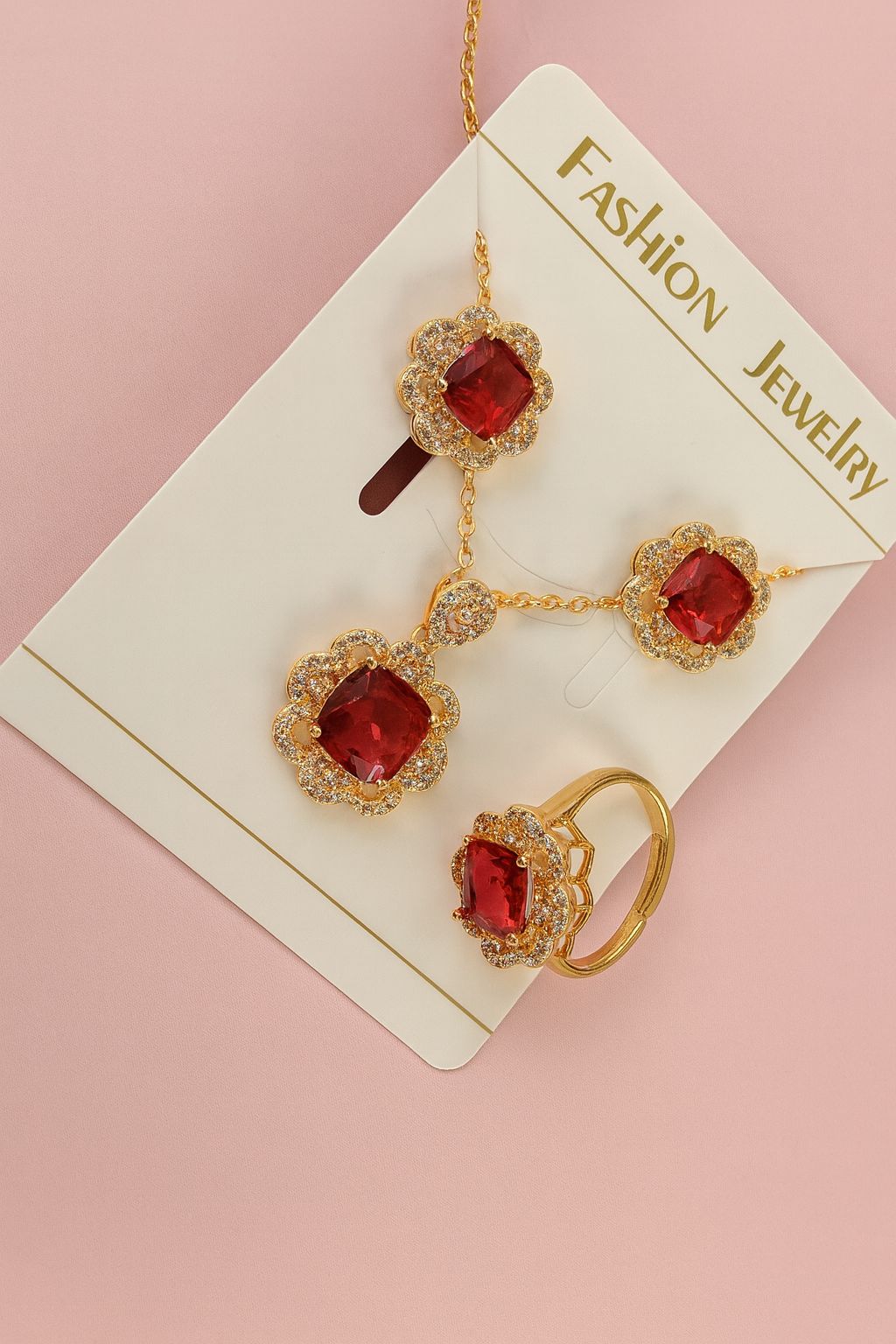 Zircon Locket Set-85 (Maroon)