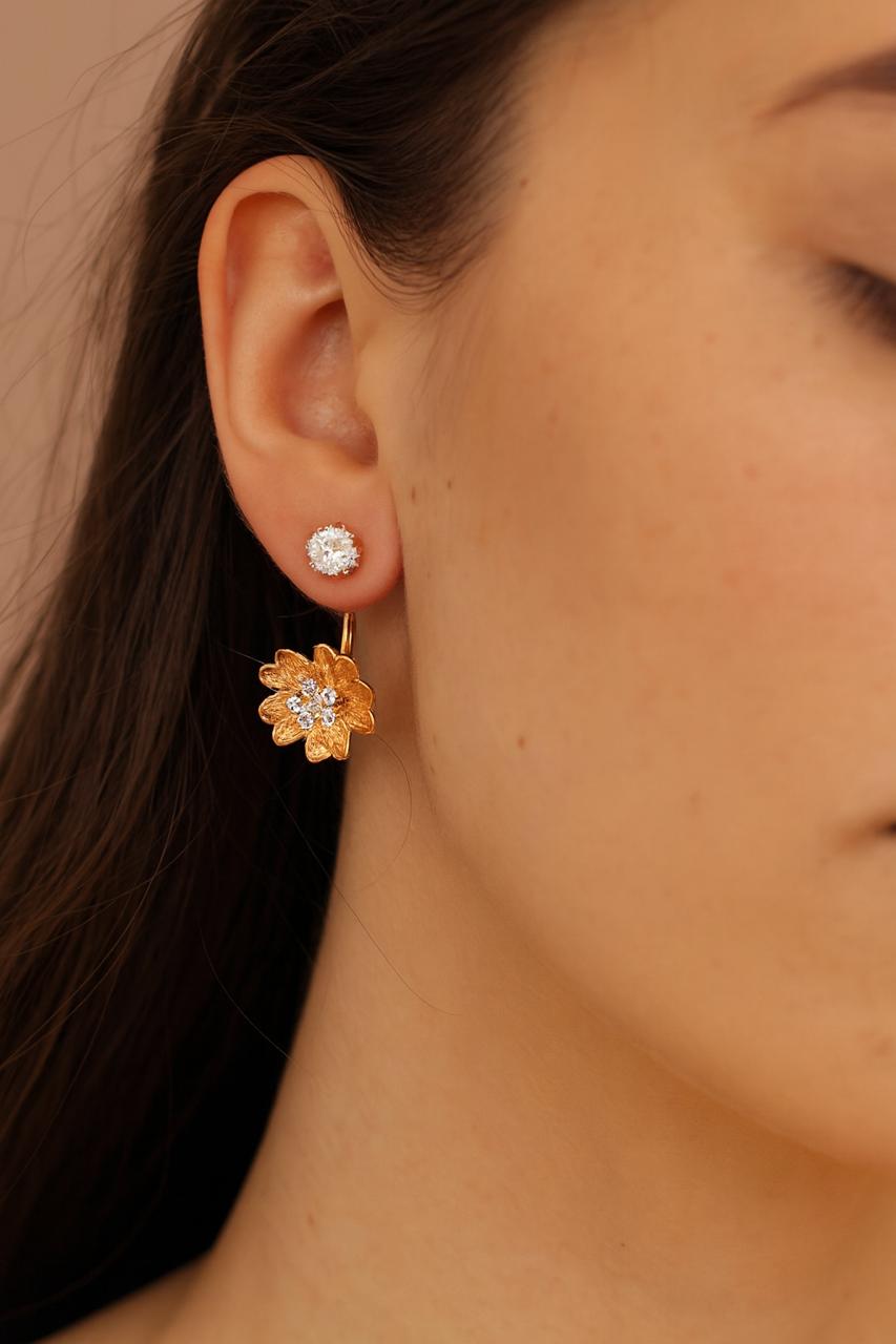 Gold Plated Double Earring-02 (White)