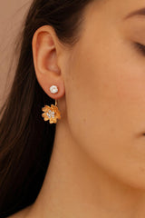 Gold Plated Double Earring-02 (White)