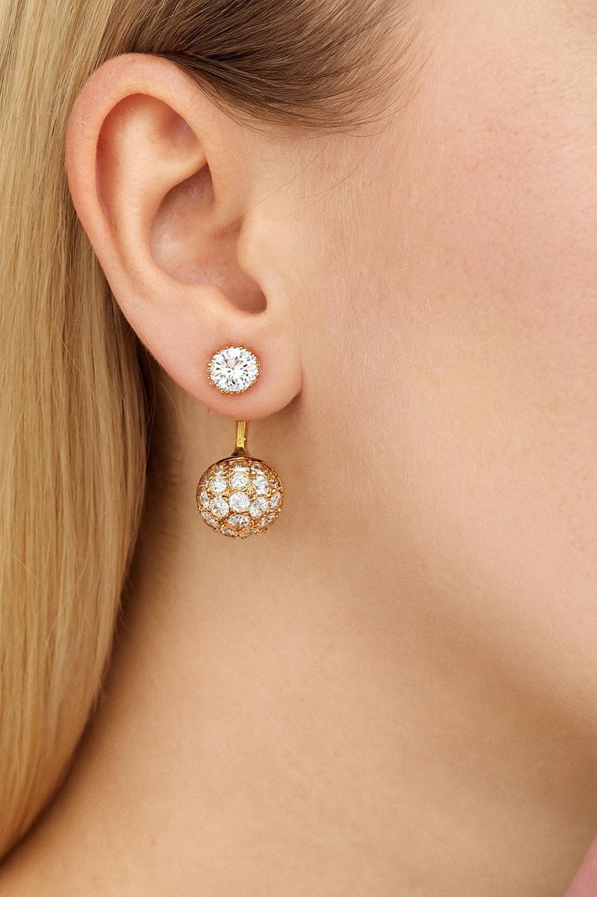 Gold Plated Double Earring-01 (White)