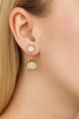 Gold Plated Double Earring-01 (White)