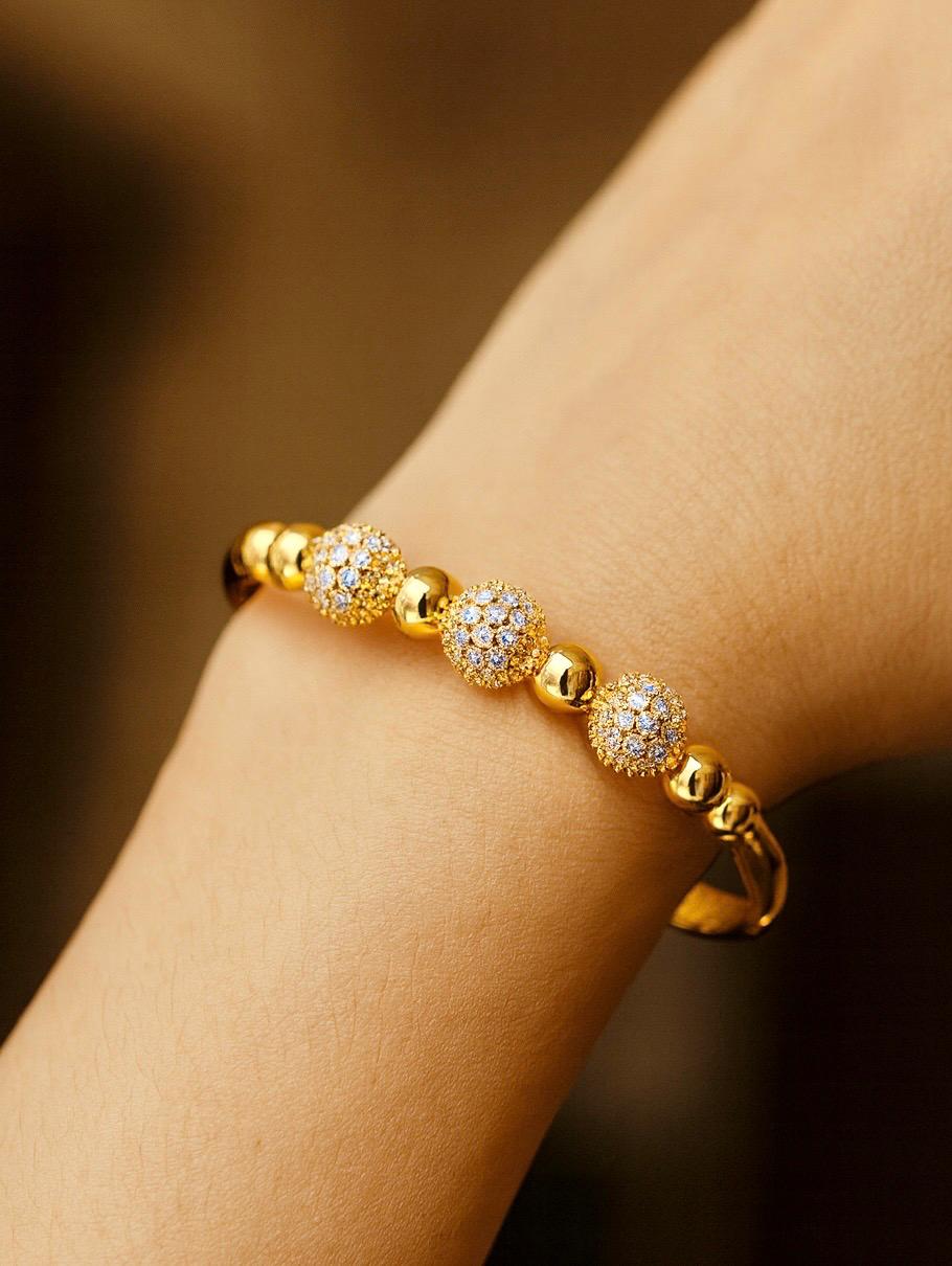 Zircon Kara Bracelet-05 (White) (Openable)
